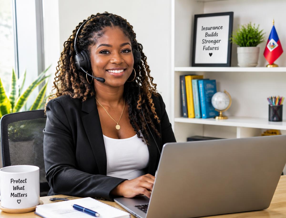 Haitian woman agent working from her home office
